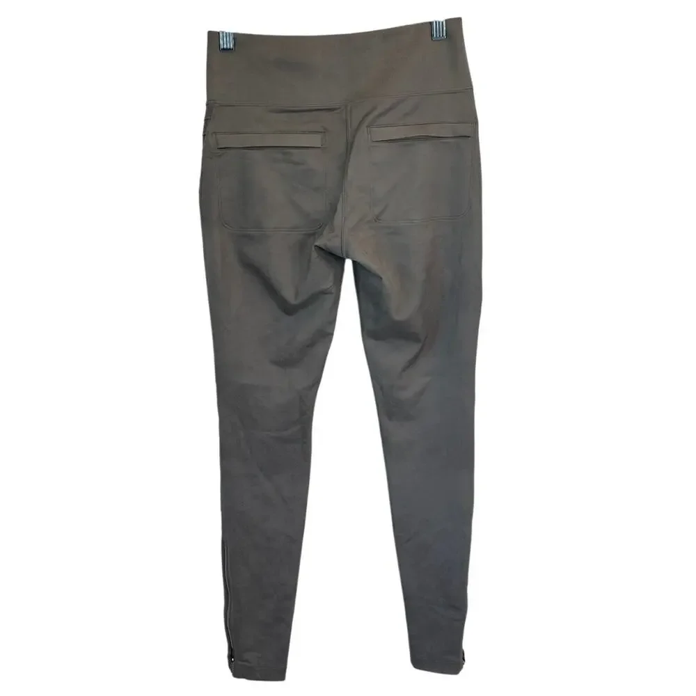 Athleta Delancey Moto Leggings Taupe Zip Pocket Size Small